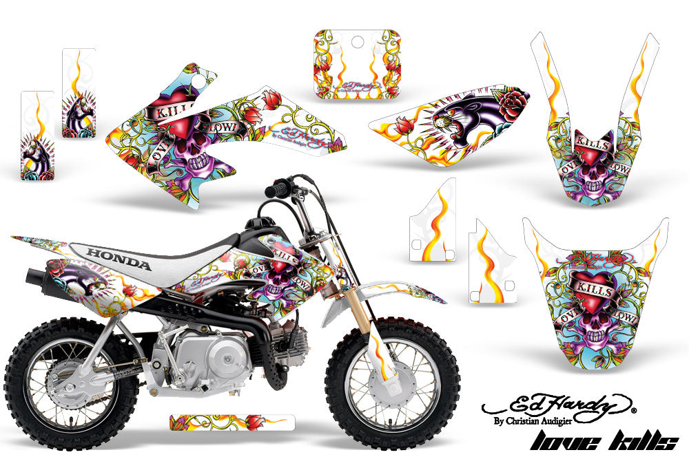 Dirt Bike Graphics Kit Decal Wrap For Honda CRF50 CRF 50 2004-2013 EDHLK WHITE-atv motorcycle utv parts accessories gear helmets jackets gloves pantsAll Terrain Depot
