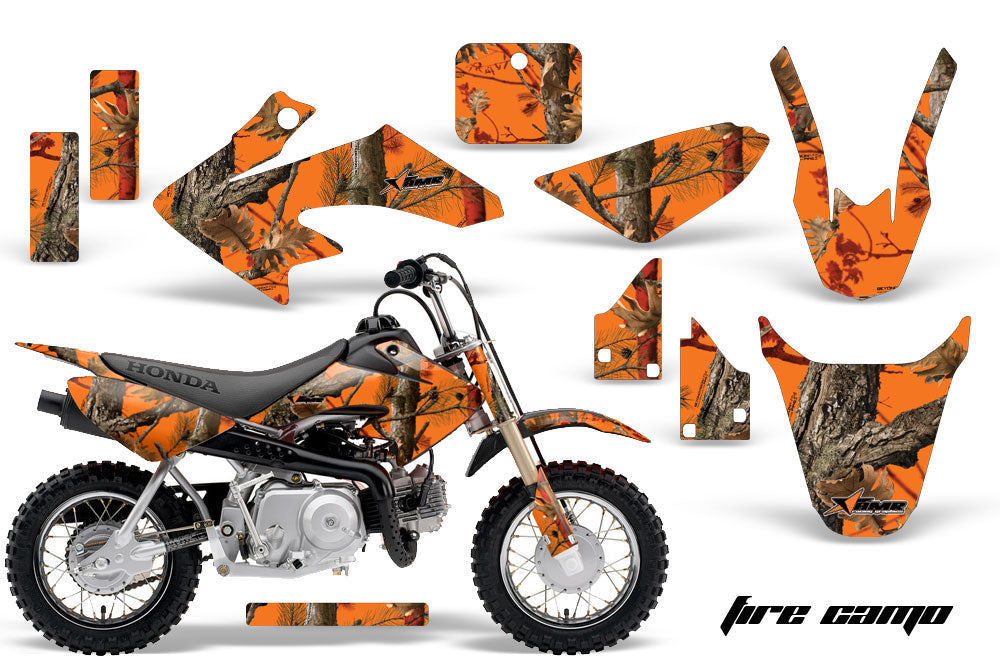 Dirt Bike Graphics Kit Decal Wrap For Honda CRF50 CRF 50 2014-2018 FIRE CAMO ORANGE-atv motorcycle utv parts accessories gear helmets jackets gloves pantsAll Terrain Depot