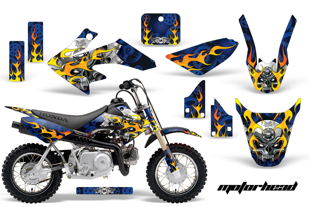 Dirt Bike Graphics Kit Decal Wrap For Honda CRF50 CRF 50 2014-2018 MOTORHEAD BLUE-atv motorcycle utv parts accessories gear helmets jackets gloves pantsAll Terrain Depot