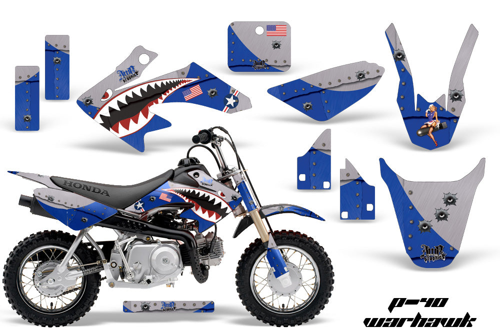 Dirt Bike Graphics Kit Decal Wrap For Honda CRF50 CRF 50 2014-2018 WARHAWK BLUE-atv motorcycle utv parts accessories gear helmets jackets gloves pantsAll Terrain Depot