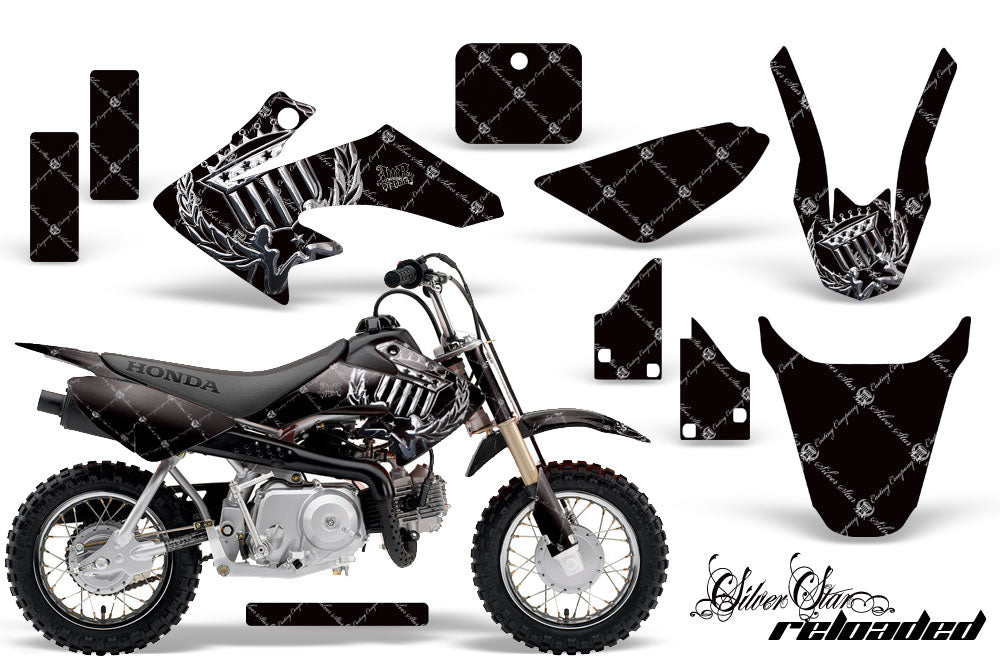 Dirt Bike Graphics Kit Decal Wrap For Honda CRF50 CRF 50 2004-2013 RELOADED CHROME BLACK-atv motorcycle utv parts accessories gear helmets jackets gloves pantsAll Terrain Depot