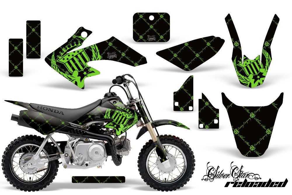 Dirt Bike Graphics Kit Decal Wrap For Honda CRF50 CRF 50 2004-2013 RELOADED GREEN BLACK-atv motorcycle utv parts accessories gear helmets jackets gloves pantsAll Terrain Depot