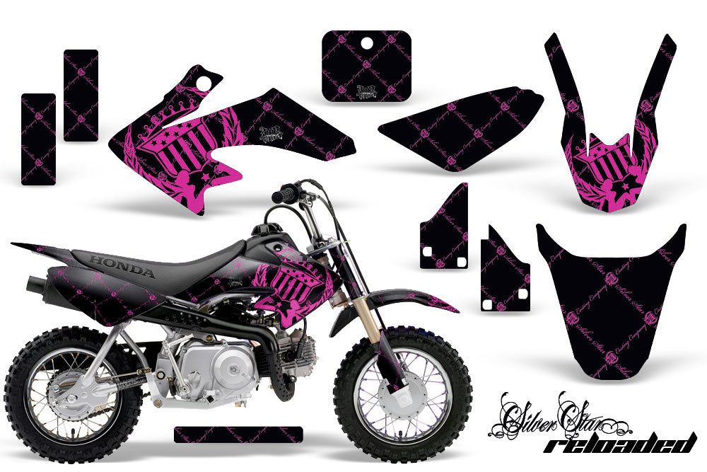 Dirt Bike Graphics Kit Decal Wrap For Honda CRF50 CRF 50 2004-2013 RELOADED PINK BLACK-atv motorcycle utv parts accessories gear helmets jackets gloves pantsAll Terrain Depot