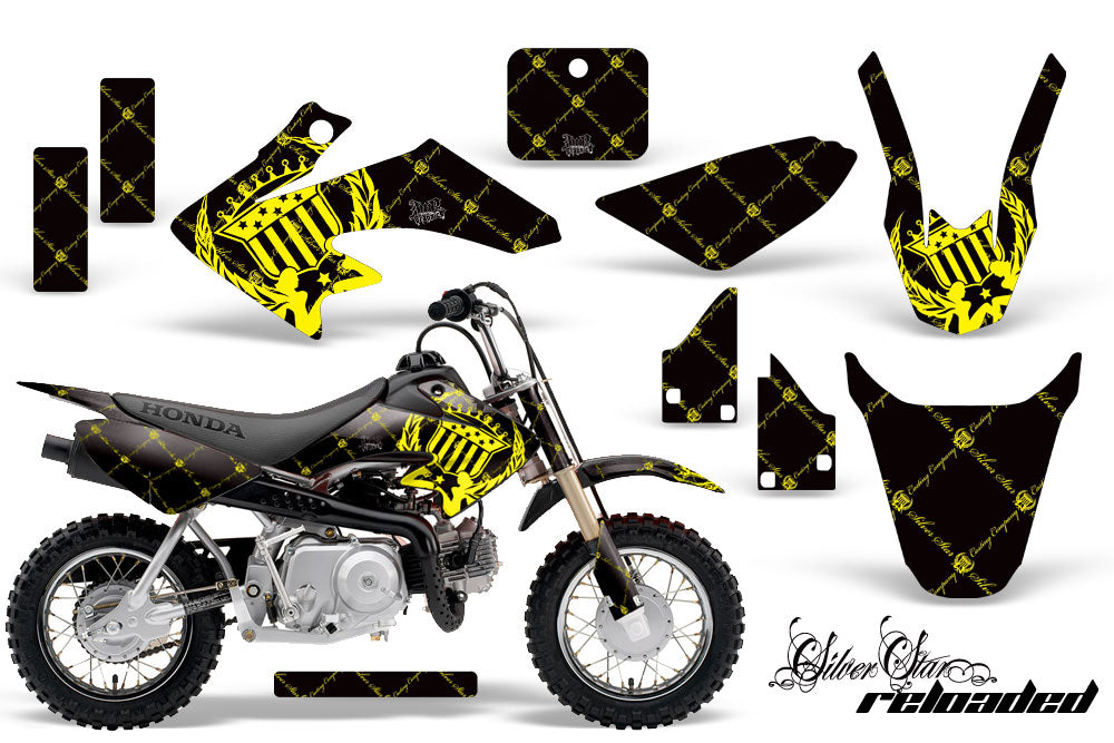 Dirt Bike Graphics Kit Decal Wrap For Honda CRF50 CRF 50 2004-2013 RELOADED YELLOW BLACK-atv motorcycle utv parts accessories gear helmets jackets gloves pantsAll Terrain Depot