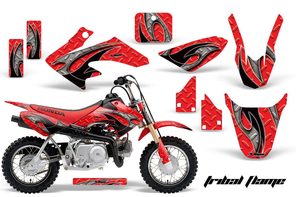Dirt Bike Graphics Kit Decal Wrap For Honda CRF50 CRF 50 2004-2013 TRIBAL BLACK RED-atv motorcycle utv parts accessories gear helmets jackets gloves pantsAll Terrain Depot