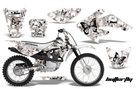 Dirt Bike Graphics Kit Decal Sticker Wrap For Honda CRF80 2004-2010 BUTTERFLIES BLACK WHITE-atv motorcycle utv parts accessories gear helmets jackets gloves pantsAll Terrain Depot