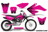 Dirt Bike Graphics Kit Decal Sticker Wrap For Honda CRF80 2004-2010 DIAMOND FLAMES BLACK PINK