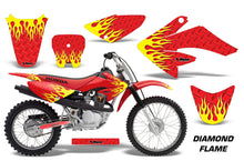 Load image into Gallery viewer, Dirt Bike Graphics Kit Decal Sticker Wrap For Honda CRF80 2004-2010 DIAMOND FLAMES YELLOW RED-atv motorcycle utv parts accessories gear helmets jackets gloves pantsAll Terrain Depot