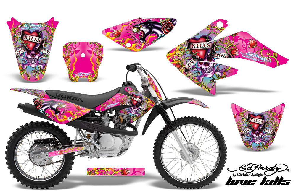 Dirt Bike Graphics Kit Decal Sticker Wrap For Honda CRF70 2004-2015 EDHLK PINK-atv motorcycle utv parts accessories gear helmets jackets gloves pantsAll Terrain Depot