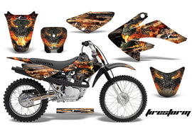 Dirt Bike Graphics Kit Decal Sticker Wrap For Honda CRF80 2004-2010 FIRESTORM BLACK-atv motorcycle utv parts accessories gear helmets jackets gloves pantsAll Terrain Depot