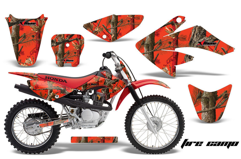 Dirt Bike Graphics Kit Decal Sticker Wrap For Honda CRF70 2004-2015 FIRE CAMO RED-atv motorcycle utv parts accessories gear helmets jackets gloves pantsAll Terrain Depot