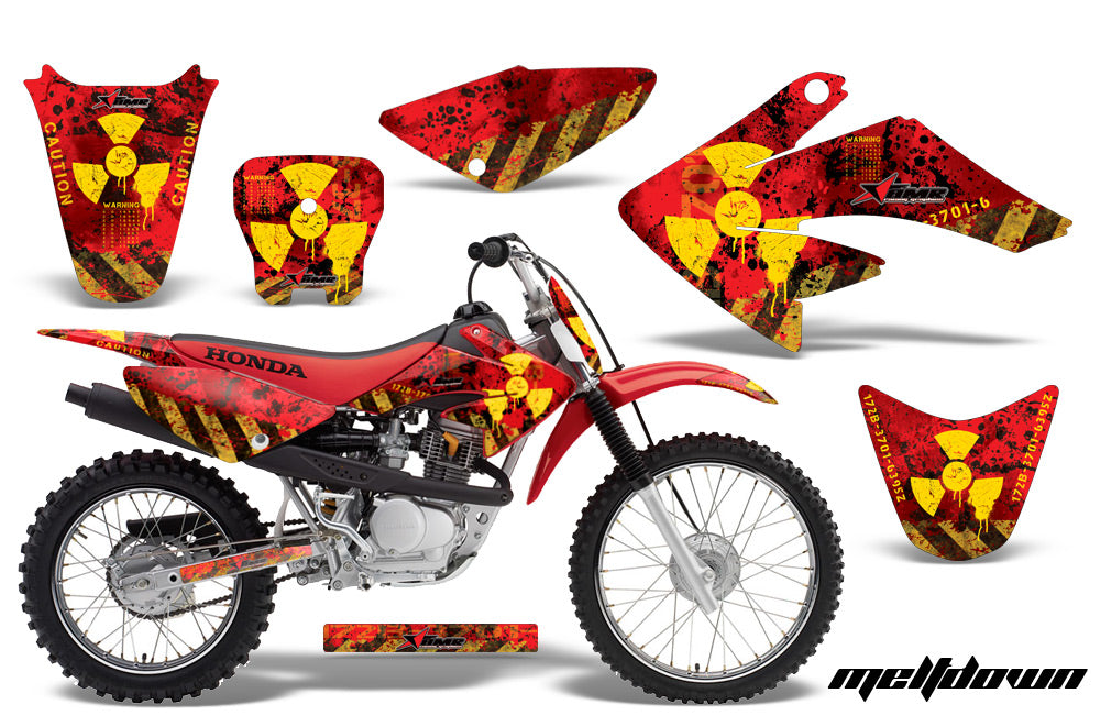 Dirt Bike Graphics Kit Decal Sticker Wrap For Honda CRF80 2004-2010 MELTDOWN YELLOW RED-atv motorcycle utv parts accessories gear helmets jackets gloves pantsAll Terrain Depot