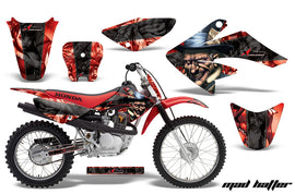 Dirt Bike Graphics Kit Decal Sticker Wrap For Honda CRF70 2004-2015 HATTER BLACK RED-atv motorcycle utv parts accessories gear helmets jackets gloves pantsAll Terrain Depot