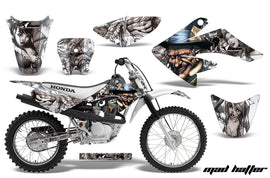 Dirt Bike Graphics Kit Decal Sticker Wrap For Honda CRF70 2004-2015 HATTSER SILVER WHITE-atv motorcycle utv parts accessories gear helmets jackets gloves pantsAll Terrain Depot
