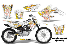 Dirt Bike Graphics Kit Decal Sticker Wrap For Honda CRF70 2004-2015 MOTO MANDY WHITE-atv motorcycle utv parts accessories gear helmets jackets gloves pantsAll Terrain Depot