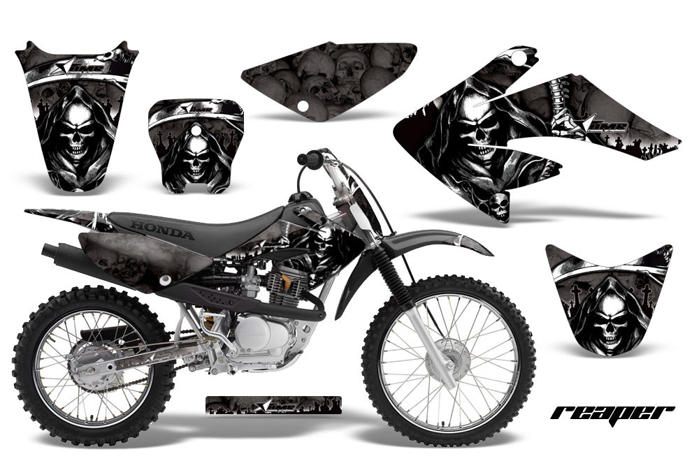 Dirt Bike Graphics Kit Decal Sticker Wrap For Honda CRF70 2004-2015 REAPER BLACK-atv motorcycle utv parts accessories gear helmets jackets gloves pantsAll Terrain Depot
