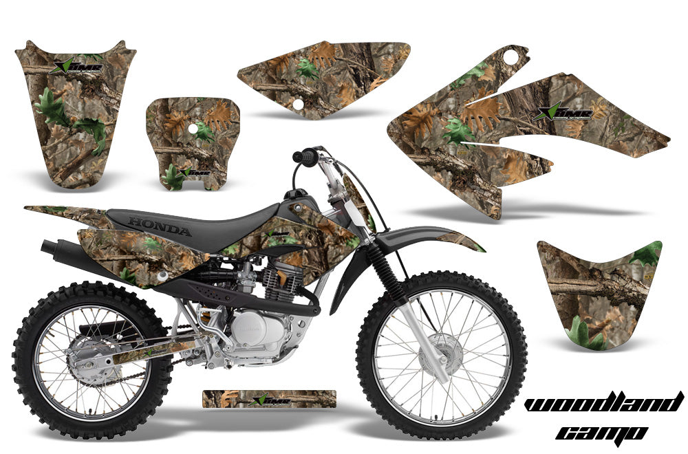 Dirt Bike Graphics Kit Decal Sticker Wrap For Honda CRF80 2004-2010 WOODLAND CAMO-atv motorcycle utv parts accessories gear helmets jackets gloves pantsAll Terrain Depot
