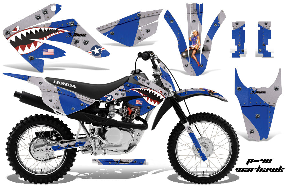 Dirt Bike Graphics Kit MX Decal Wrap For Honda CRF80 CRF100 2011-2016 WARHAWK BLUE-atv motorcycle utv parts accessories gear helmets jackets gloves pantsAll Terrain Depot