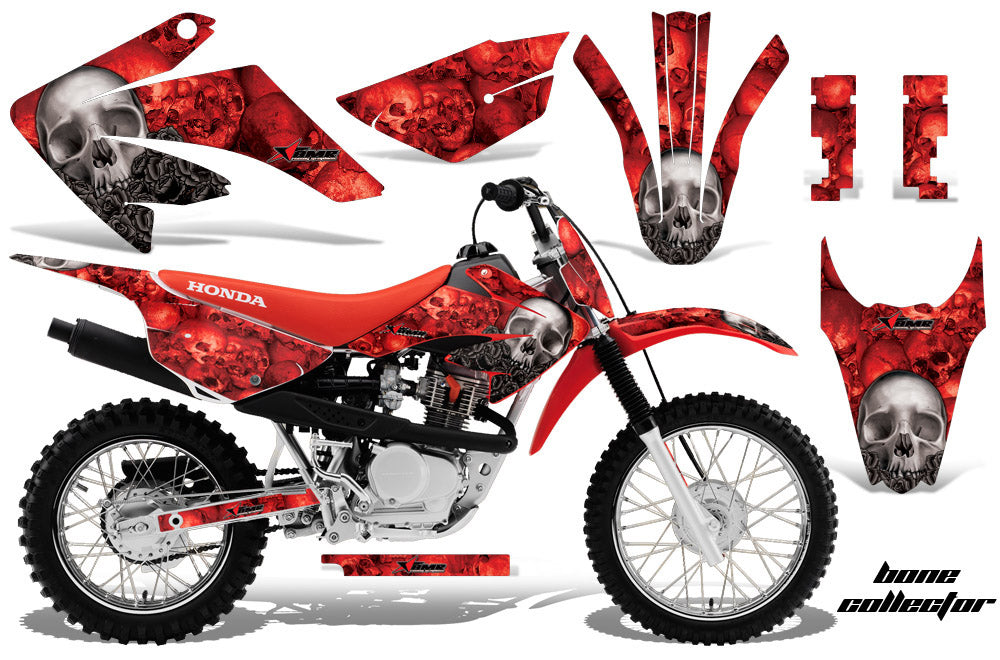 Dirt Bike Graphics Kit MX Decal Wrap For Honda CRF80 CRF100 2011-2016 BONES BLACK RED-atv motorcycle utv parts accessories gear helmets jackets gloves pantsAll Terrain Depot