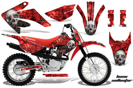Dirt Bike Graphics Kit MX Decal Wrap For Honda CRF80 CRF100 2011-2016 BONES BLACK RED-atv motorcycle utv parts accessories gear helmets jackets gloves pantsAll Terrain Depot
