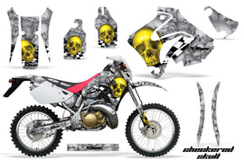 Dirt Bike Graphics Kit Decal Sticker Wrap For Honda CRM250AR 1996-1999 CHECKERED YELLOW SILVER-atv motorcycle utv parts accessories gear helmets jackets gloves pantsAll Terrain Depot