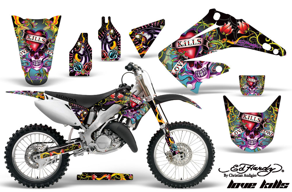 Dirt Bike Graphics Kit Decal Wrap For Honda CR125R CR250R 2002-2008 EDHLK BLACK-atv motorcycle utv parts accessories gear helmets jackets gloves pantsAll Terrain Depot