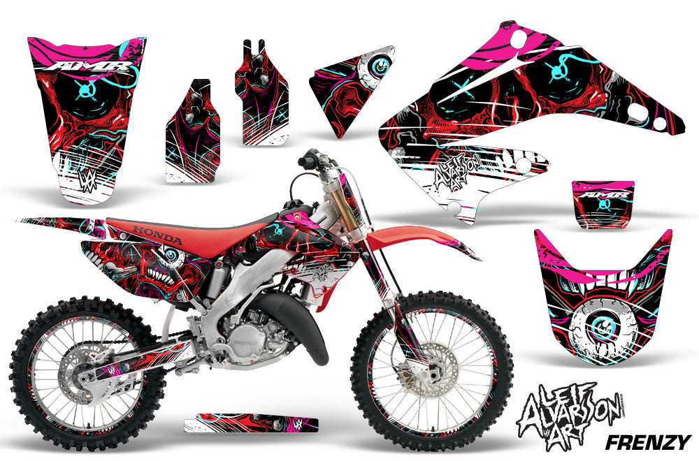Graphics Kit Decal Wrap + # Plates For Honda CR125R CR250R 2002-2008 FRENZY RED-atv motorcycle utv parts accessories gear helmets jackets gloves pantsAll Terrain Depot