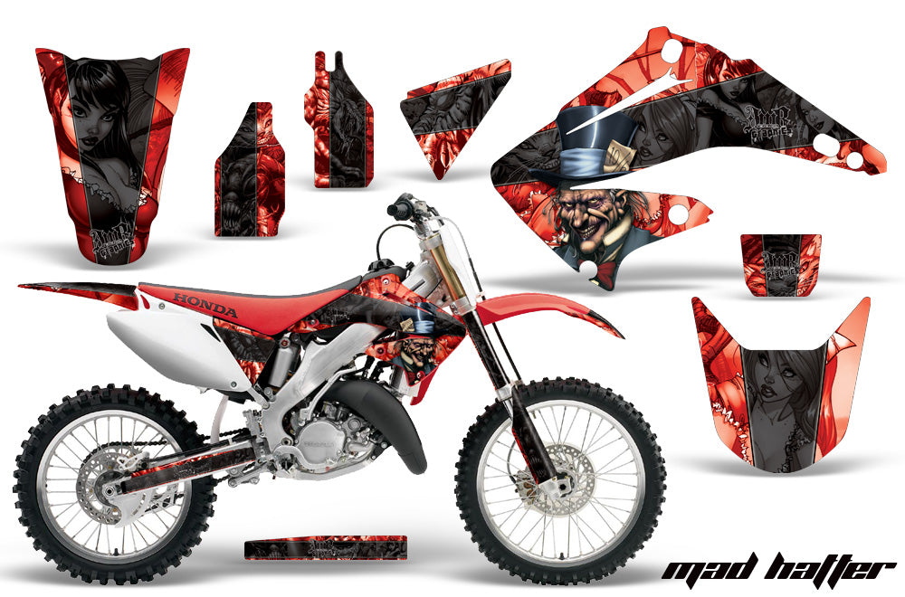 Dirt Bike Graphics Kit Decal Wrap For Honda CR125R CR250R 2002-2008 HATTER BLACK RED-atv motorcycle utv parts accessories gear helmets jackets gloves pantsAll Terrain Depot
