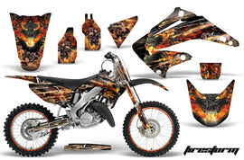 Graphics Kit Decal Wrap + # Plates For Honda CR125R CR250R 2002-2008 FIRESTORM BLACK-atv motorcycle utv parts accessories gear helmets jackets gloves pantsAll Terrain Depot