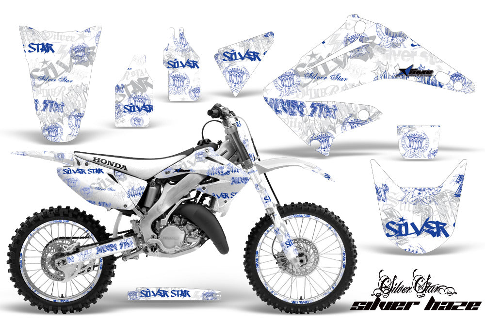 Graphics Kit Decal Wrap + # Plates For Honda CR125R CR250R 2002-2008 SSSH BLUE WHITE-atv motorcycle utv parts accessories gear helmets jackets gloves pantsAll Terrain Depot