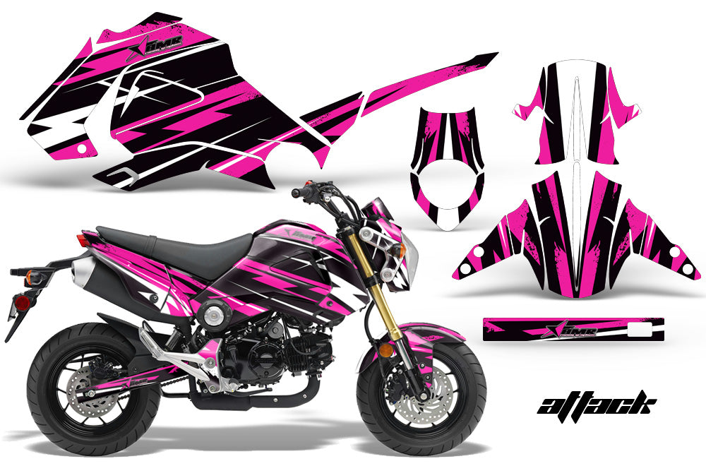 Motorcycle Graphics Kit Decal Sticker Wrap For Honda GROM 125 2013-2016 ATTACK PINK-atv motorcycle utv parts accessories gear helmets jackets gloves pantsAll Terrain Depot
