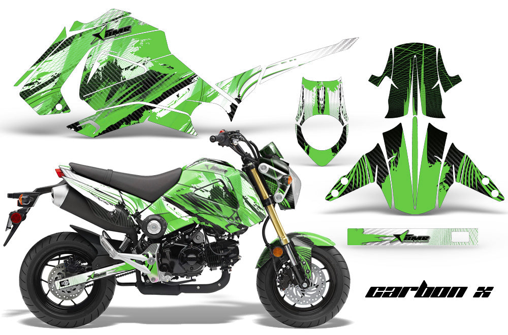 Motorcycle Graphics Kit Decal Sticker Wrap For Honda GROM 125 2013-2016 CARBONX GREEN-atv motorcycle utv parts accessories gear helmets jackets gloves pantsAll Terrain Depot