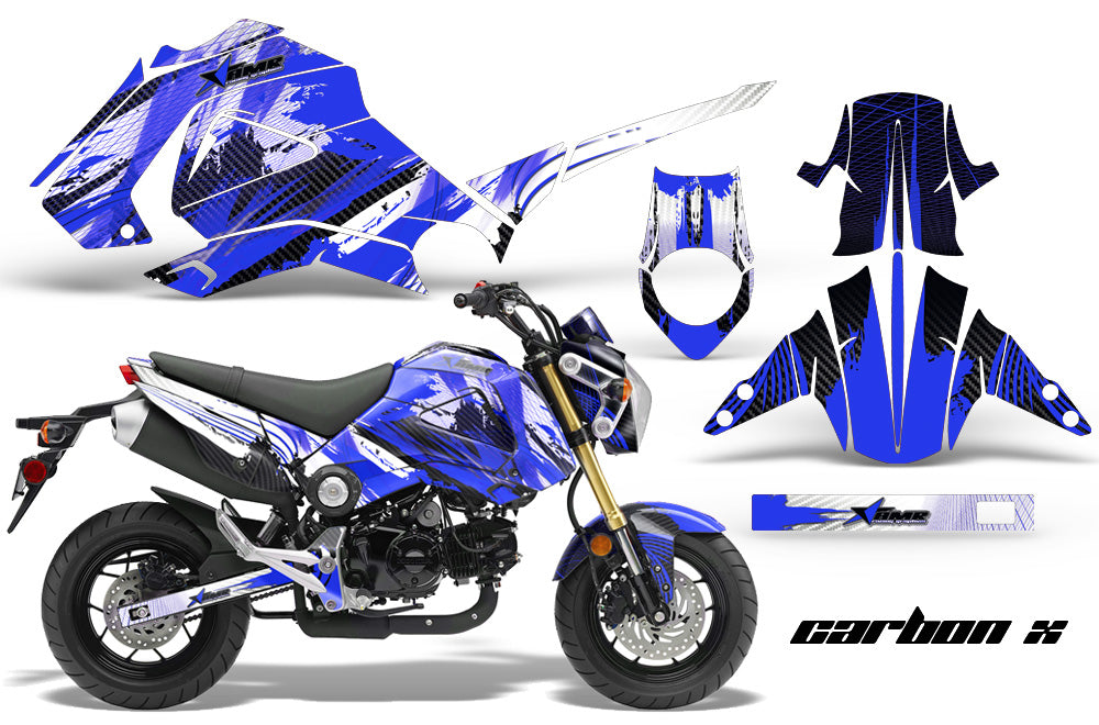 Motorcycle Graphics Kit Decal Sticker Wrap For Honda GROM 125 2013-2016 CARBONX BLUE-atv motorcycle utv parts accessories gear helmets jackets gloves pantsAll Terrain Depot