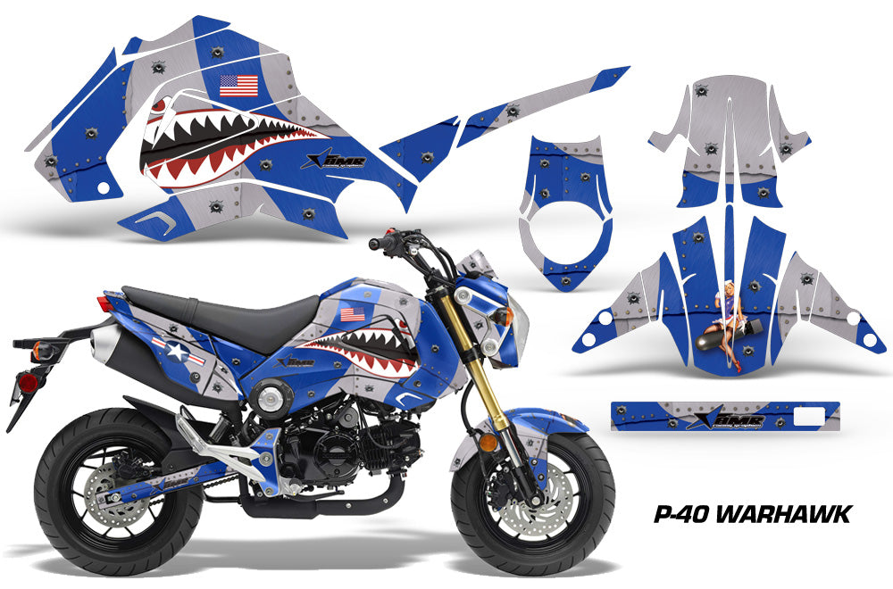 Motorcycle Graphics Kit Decal Sticker Wrap For Honda GROM 125 2013-2016 WARHAWK BLUE-atv motorcycle utv parts accessories gear helmets jackets gloves pantsAll Terrain Depot