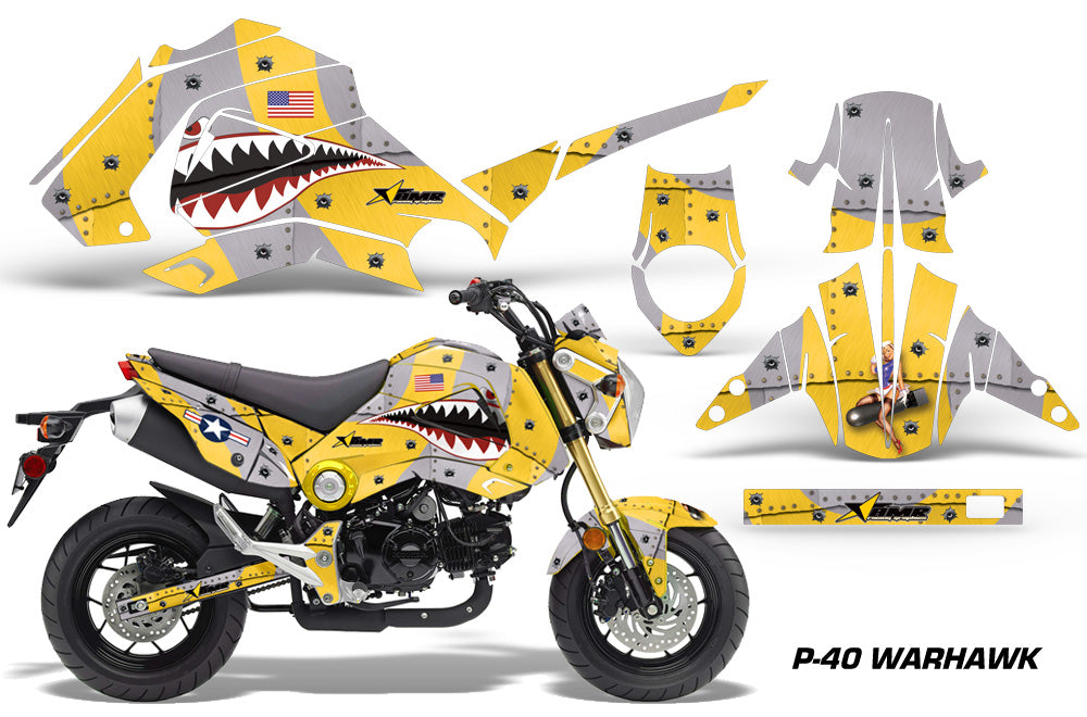 Motorcycle Graphics Kit Decal Sticker Wrap For Honda GROM 125 2013-2016 WARHAWK YELLOW-atv motorcycle utv parts accessories gear helmets jackets gloves pantsAll Terrain Depot