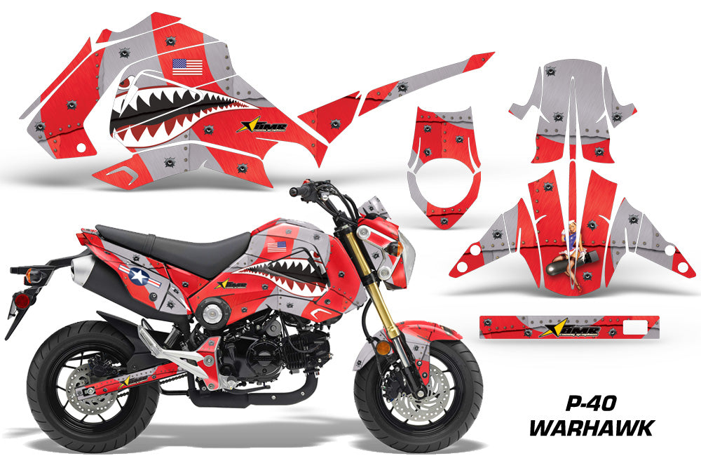 Motorcycle Graphics Kit Decal Sticker Wrap For Honda GROM 125 2013-2016 WARHAWK RED-atv motorcycle utv parts accessories gear helmets jackets gloves pantsAll Terrain Depot