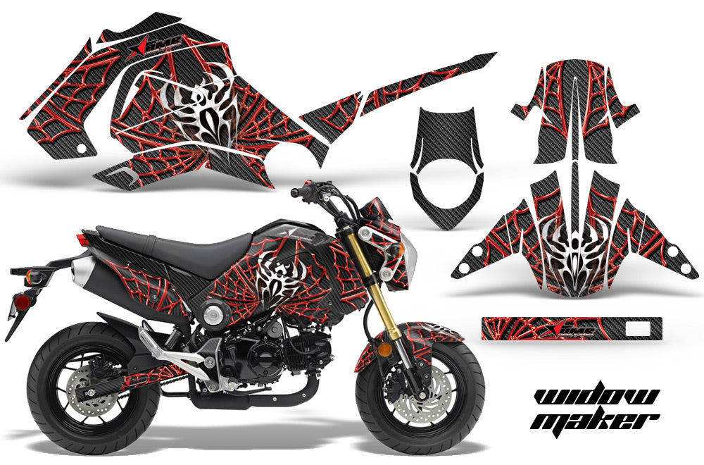 Motorcycle Graphics Kit Decal Sticker Wrap For Honda GROM 125 2013-2016 WIDOW RED BLACK-atv motorcycle utv parts accessories gear helmets jackets gloves pantsAll Terrain Depot