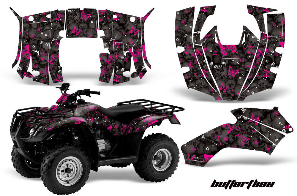 ATV Decal Graphics Kit Quad Wrap For Honda FourTrax Recon 2005-2018 BUTTERFLIES PINK BLACK-atv motorcycle utv parts accessories gear helmets jackets gloves pantsAll Terrain Depot