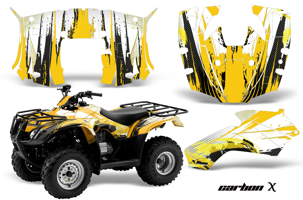 ATV Decal Graphics Kit Quad Wrap For Honda FourTrax Recon 2005-2018 CARBONX YELLOW-atv motorcycle utv parts accessories gear helmets jackets gloves pantsAll Terrain Depot