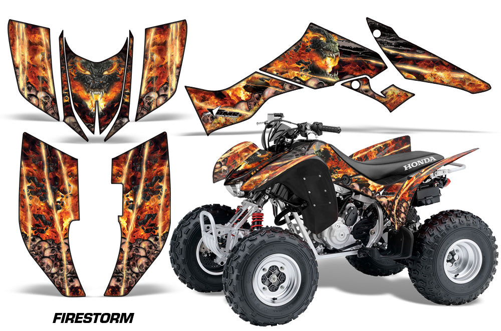 ATV Graphic Kit Quad Decal Wrap For Honda Sportrax TRX300EX 2007-2012 FIRESTORM BLACK-atv motorcycle utv parts accessories gear helmets jackets gloves pantsAll Terrain Depot