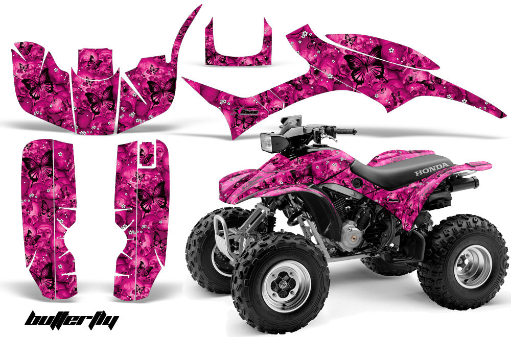 ATV Graphic Kit Quad Decal Wrap For Honda Sportrax TRX300EX 1993-2006 BUTTERFLIES BLACK PINK-atv motorcycle utv parts accessories gear helmets jackets gloves pantsAll Terrain Depot