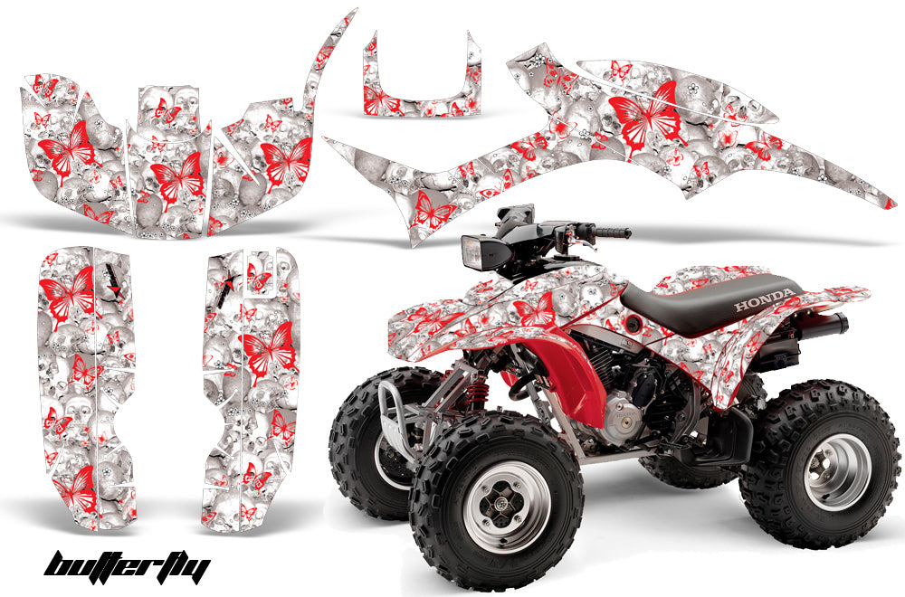 ATV Graphic Kit Quad Decal Wrap For Honda Sportrax TRX300EX 1993-2006 BUTTERFLIES WHITE RED-atv motorcycle utv parts accessories gear helmets jackets gloves pantsAll Terrain Depot