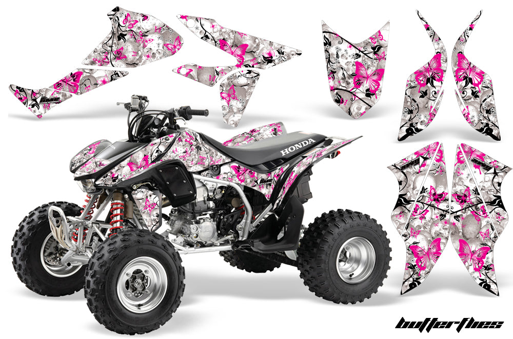 ATV Graphics Kit Quad Decal Sticker Wrap For Honda TRX450R TRX450ER BUTTERFLIES PINK WHITE-atv motorcycle utv parts accessories gear helmets jackets gloves pantsAll Terrain Depot