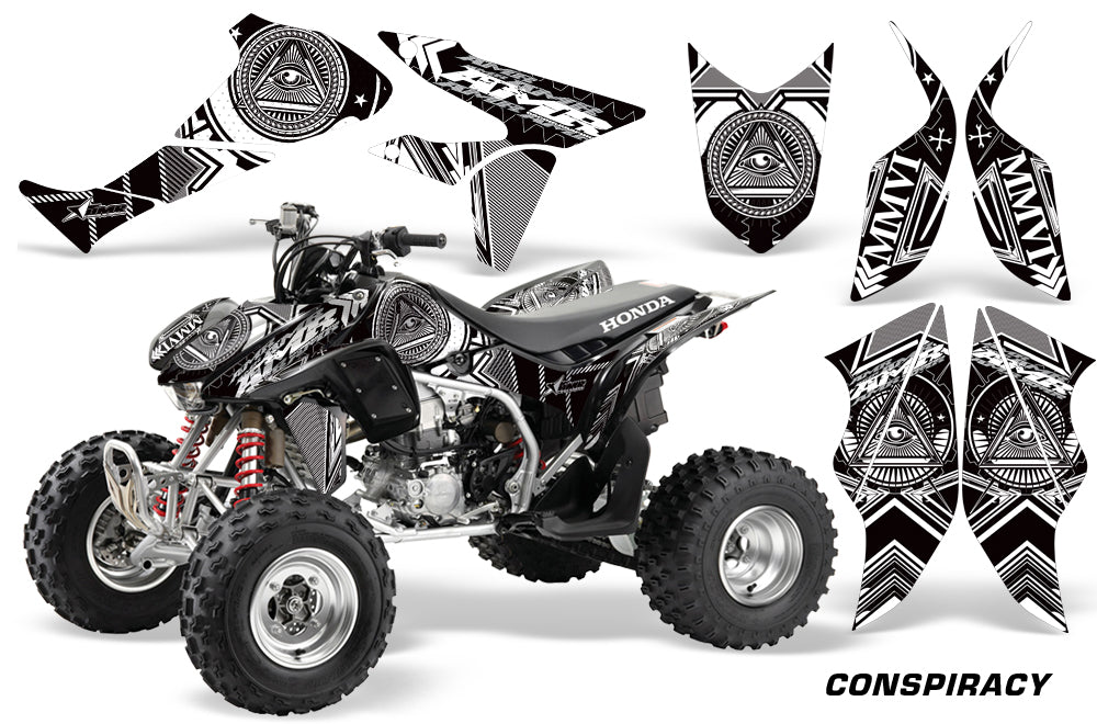 ATV Graphics Kit Quad Decal Sticker Wrap For Honda TRX450R TRX450ER CONSPIRACY WHITE-atv motorcycle utv parts accessories gear helmets jackets gloves pantsAll Terrain Depot