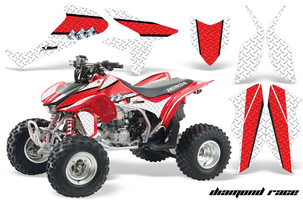 ATV Graphics Kit Quad Decal Sticker Wrap For Honda TRX450R TRX450ER DIAMOND RACE RED WHITE-atv motorcycle utv parts accessories gear helmets jackets gloves pantsAll Terrain Depot