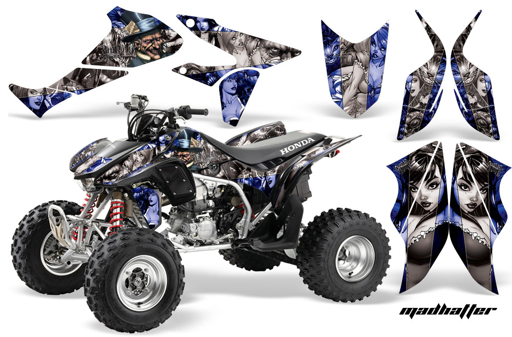 ATV Graphics Kit Quad Decal Sticker Wrap For Honda TRX450R TRX450ER HATTER SILVER BLUE-atv motorcycle utv parts accessories gear helmets jackets gloves pantsAll Terrain Depot