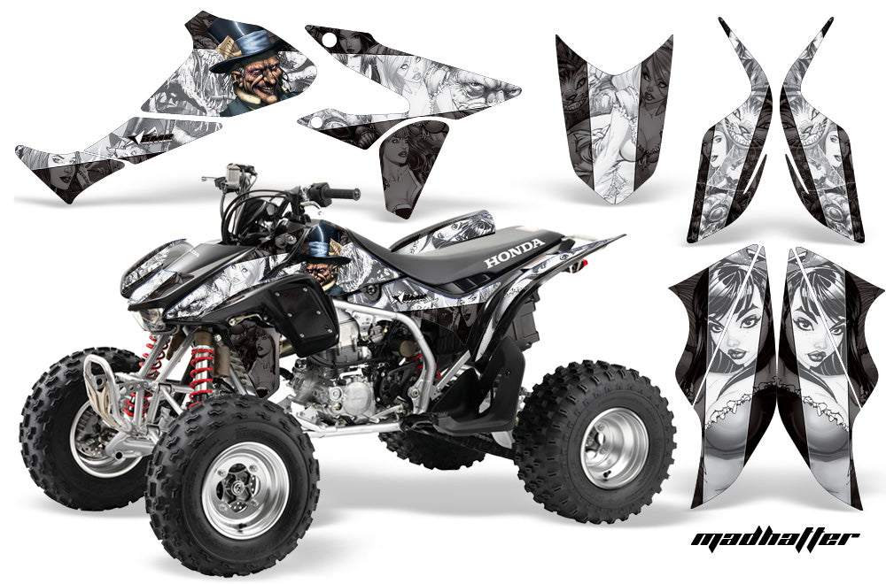 ATV Graphics Kit Quad Decal Sticker Wrap For Honda TRX450R TRX450ER HATTER WHITE BLACK-atv motorcycle utv parts accessories gear helmets jackets gloves pantsAll Terrain Depot
