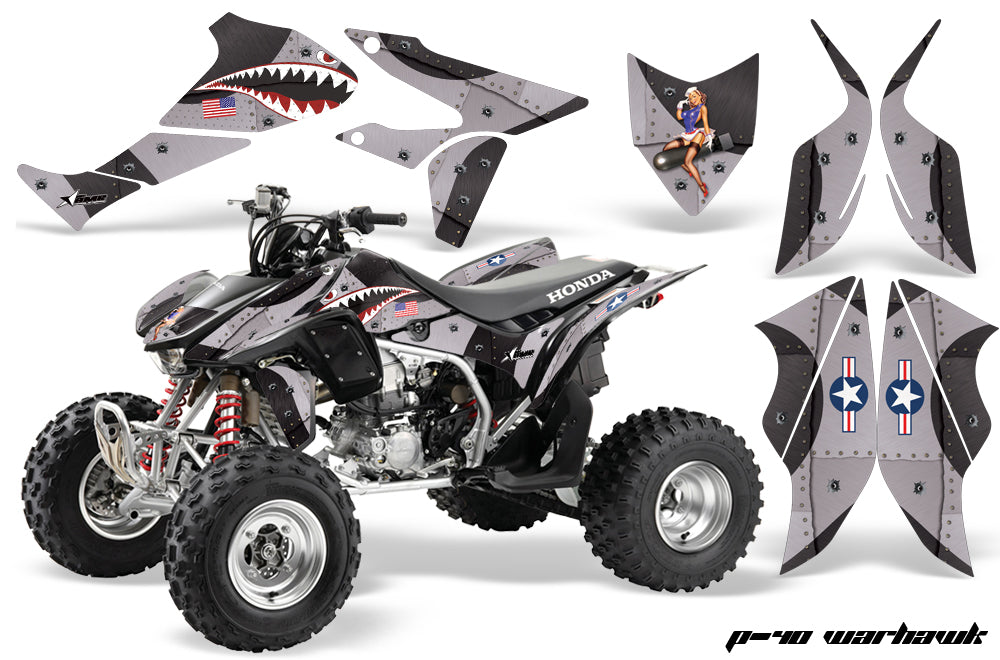 ATV Graphics Kit Quad Decal Sticker Wrap For Honda TRX450R TRX450ER WARHAWK BLACK-atv motorcycle utv parts accessories gear helmets jackets gloves pantsAll Terrain Depot