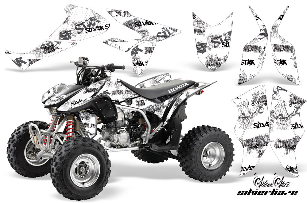 ATV Graphics Kit Quad Decal Sticker Wrap For Honda TRX450R TRX450ER SSSH BLACK WHITE-atv motorcycle utv parts accessories gear helmets jackets gloves pantsAll Terrain Depot
