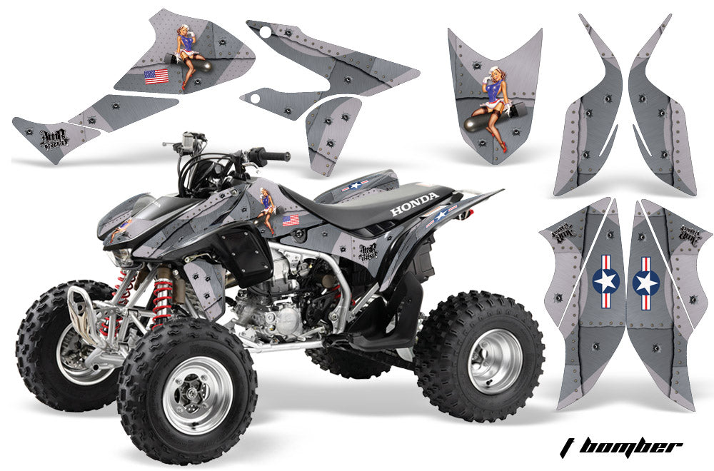 ATV Graphics Kit Quad Decal Sticker Wrap For Honda TRX450R TRX450ER TBOMBER SILVER-atv motorcycle utv parts accessories gear helmets jackets gloves pantsAll Terrain Depot